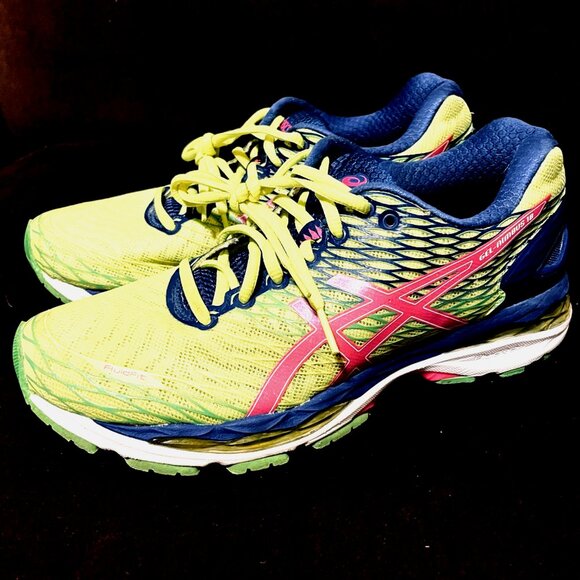 Asics Gel-Nimbus 18 Running Shoes Neon Yellow Multi Color T650N Size 9 US Medium - Picture 4 of 11